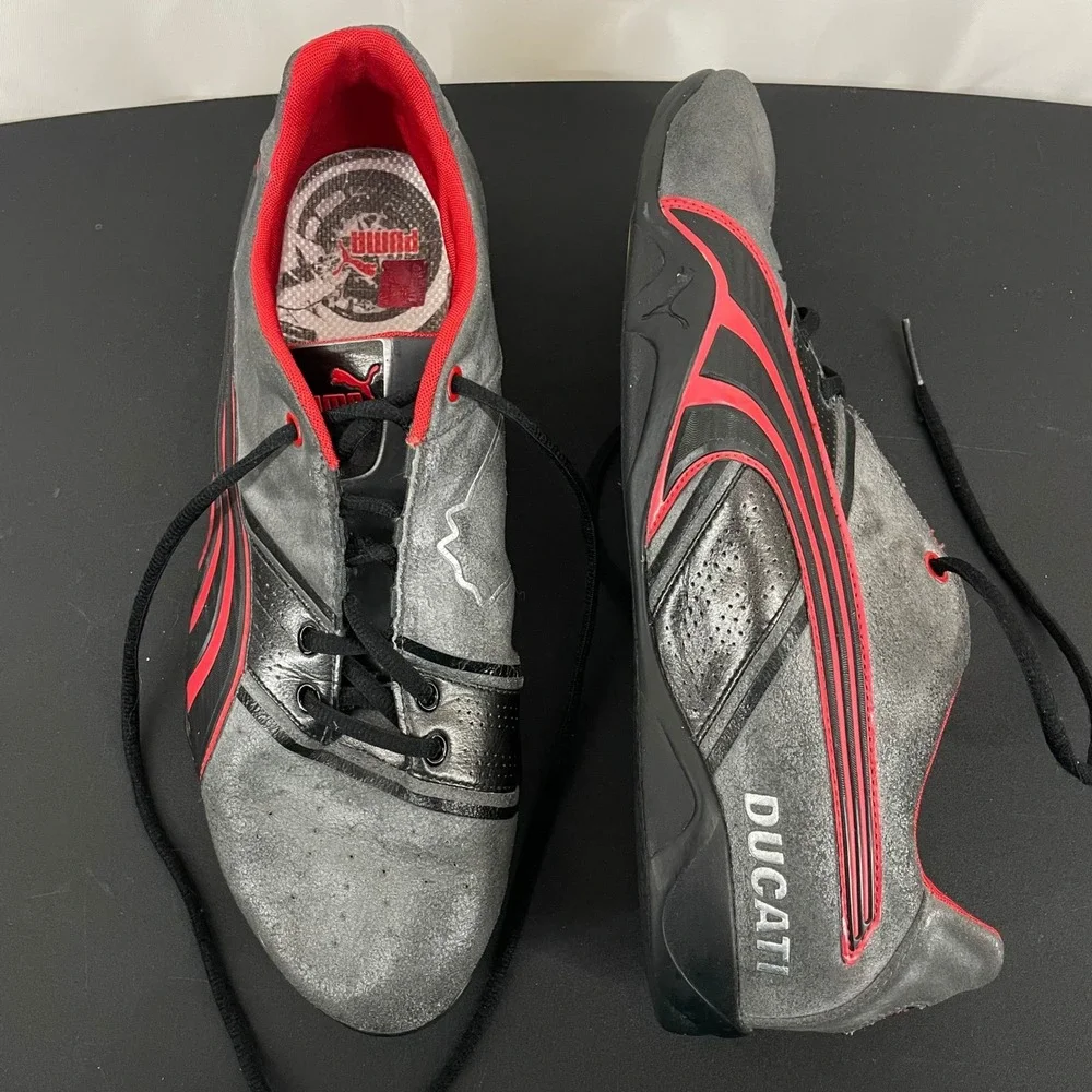 Puma Ducati Size 11.5 Motorsport Leather Sneakers Grey Red Black Racing Shoe Men
